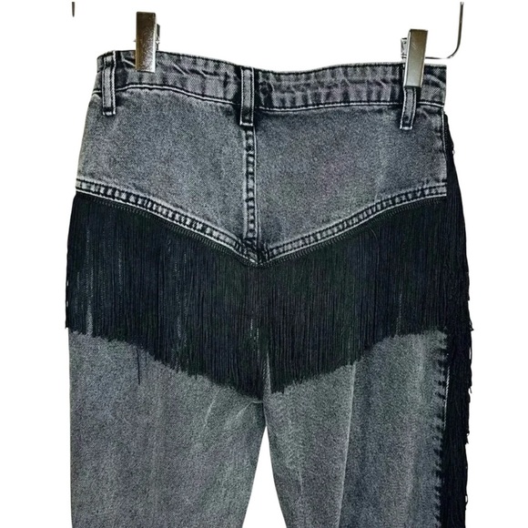 2/$30 Nasty Gal Collection Size 4 Fringe Stone Wash Black Jeans Western Concert - Picture 5 of 8